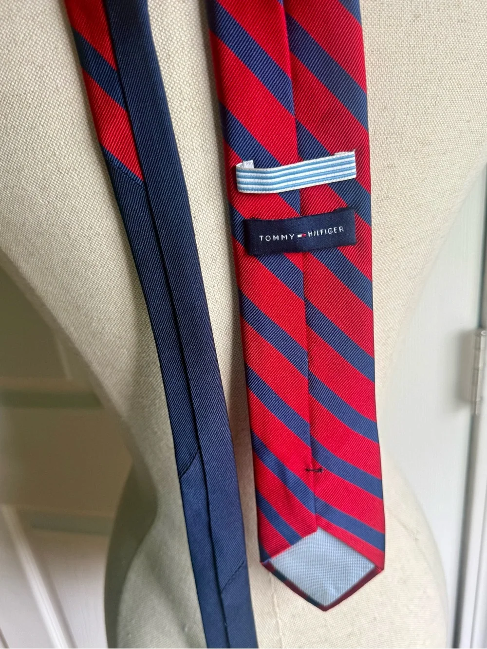 Tommy Hilfiger Reversible Tie in Navy and Red/Blue Stripes